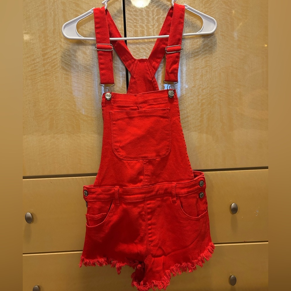 Red Denim Overalls